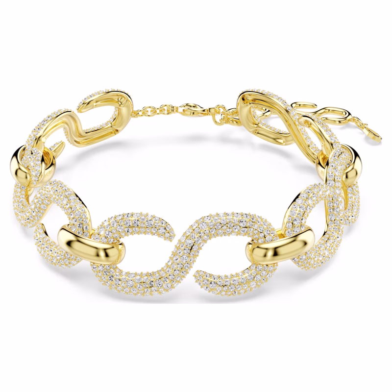 Swarovski Dextera necklace, round cut, white, 18k gold plated